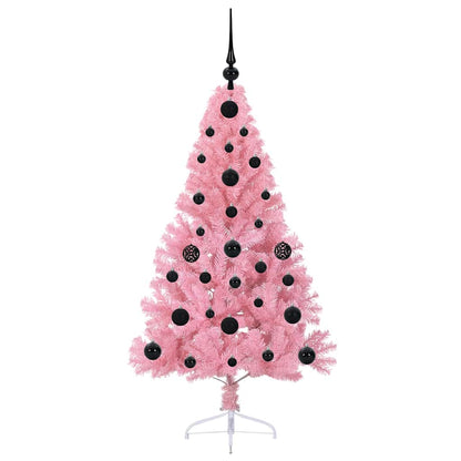 Artificial Pre-lit Christmas Tree with 150 LEDs Pink 120 cm PVC