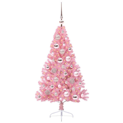Artificial Pre-lit Christmas Tree with 150 LEDs Pink 120 cm PVC