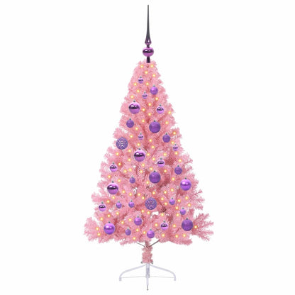Artificial Pre-lit Christmas Tree with 150 LEDs Pink 120 cm PVC