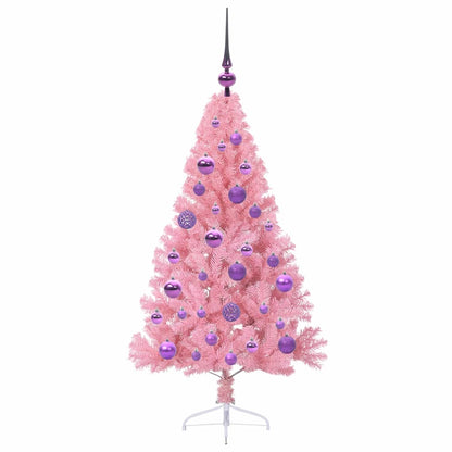 Artificial Pre-lit Christmas Tree with 150 LEDs Pink 120 cm PVC