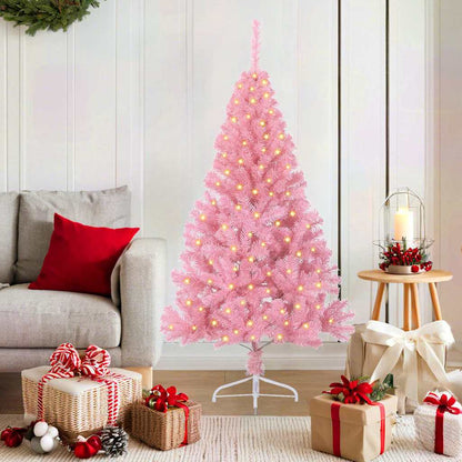 Artificial Christmas Tree with 150 LEDs Pink 150 cm PVC