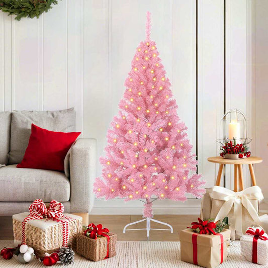 Artificial Christmas Tree with 150 LEDs Pink 150 cm PVC