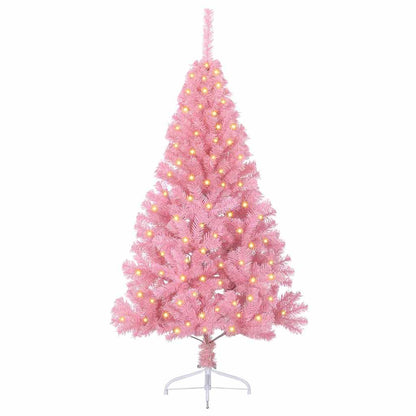 Artificial Christmas Tree with 150 LEDs Pink 150 cm PVC