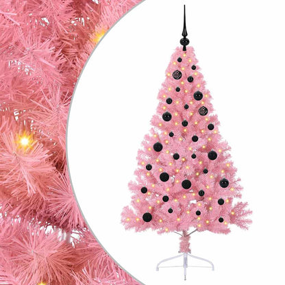 Artificial Pre-lit Christmas Tree with 150 LEDs Pink 150 cm PVC
