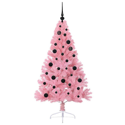 Artificial Pre-lit Christmas Tree with 150 LEDs Pink 150 cm PVC