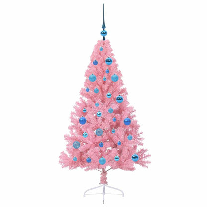 Artificial Pre-lit Christmas Tree with 150 LEDs Pink 150 cm PVC