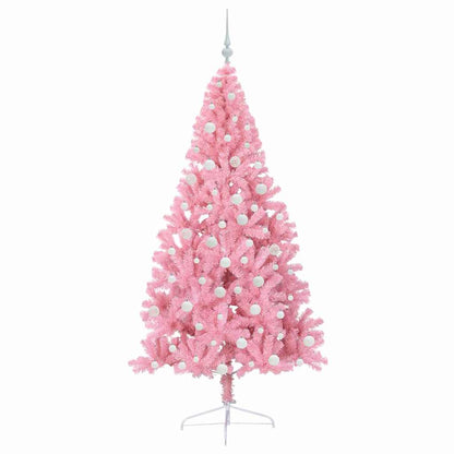Artificial Pre-lit Christmas Tree with 300 LEDs Pink 180 cm PVC