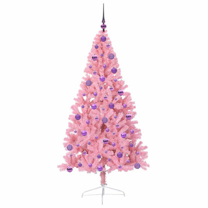 Artificial Pre-lit Christmas Tree with 300 LEDs Pink 180 cm PVC