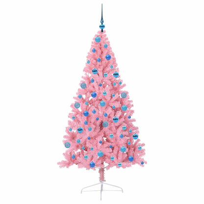 Artificial Pre-lit Christmas Tree with 300 LEDs Pink 180 cm PVC