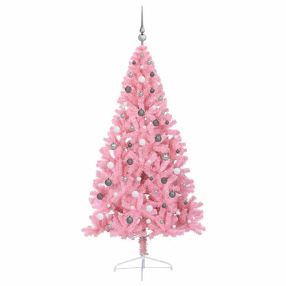 Artificial Pre-lit Christmas Tree with 300 LEDs Pink 210 cm PVC