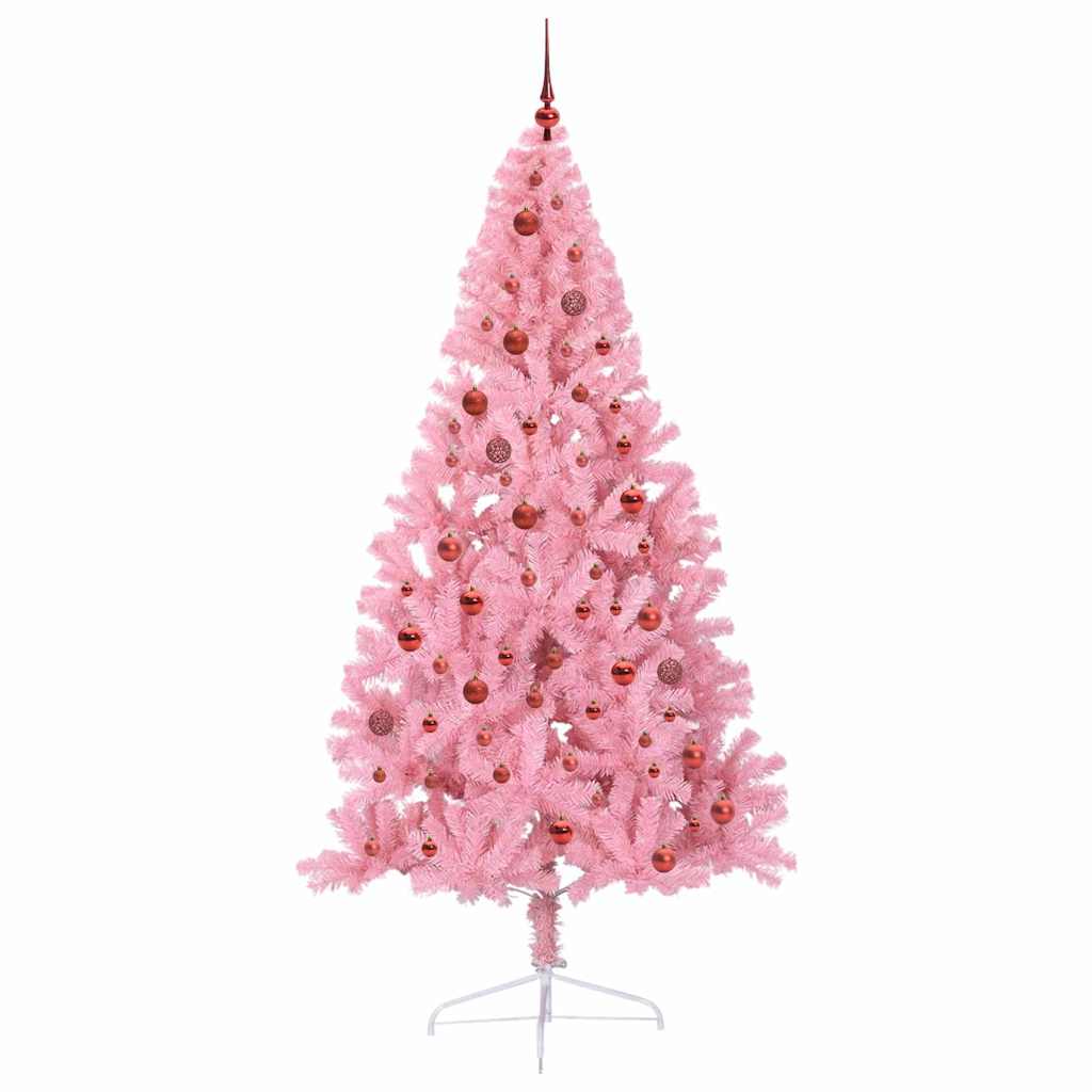 Artificial Pre-lit Christmas Tree with 300 LEDs Pink 210 cm PVC
