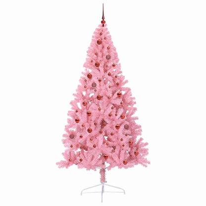 Artificial Pre-lit Christmas Tree with 300 LEDs Pink 210 cm PVC