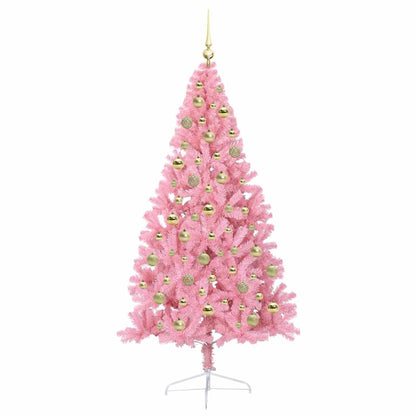 Artificial Pre-lit Christmas Tree with 300 LEDs Pink 210 cm PVC