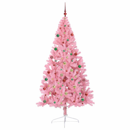 Artificial Pre-lit Christmas Tree with 300 LEDs Pink 210 cm PVC