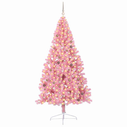 Artificial Pre-lit Christmas Tree with 300 LEDs Pink 240 cm PVC