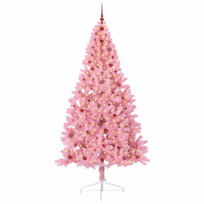 Artificial Pre-lit Christmas Tree with 300 LEDs Pink 240 cm PVC