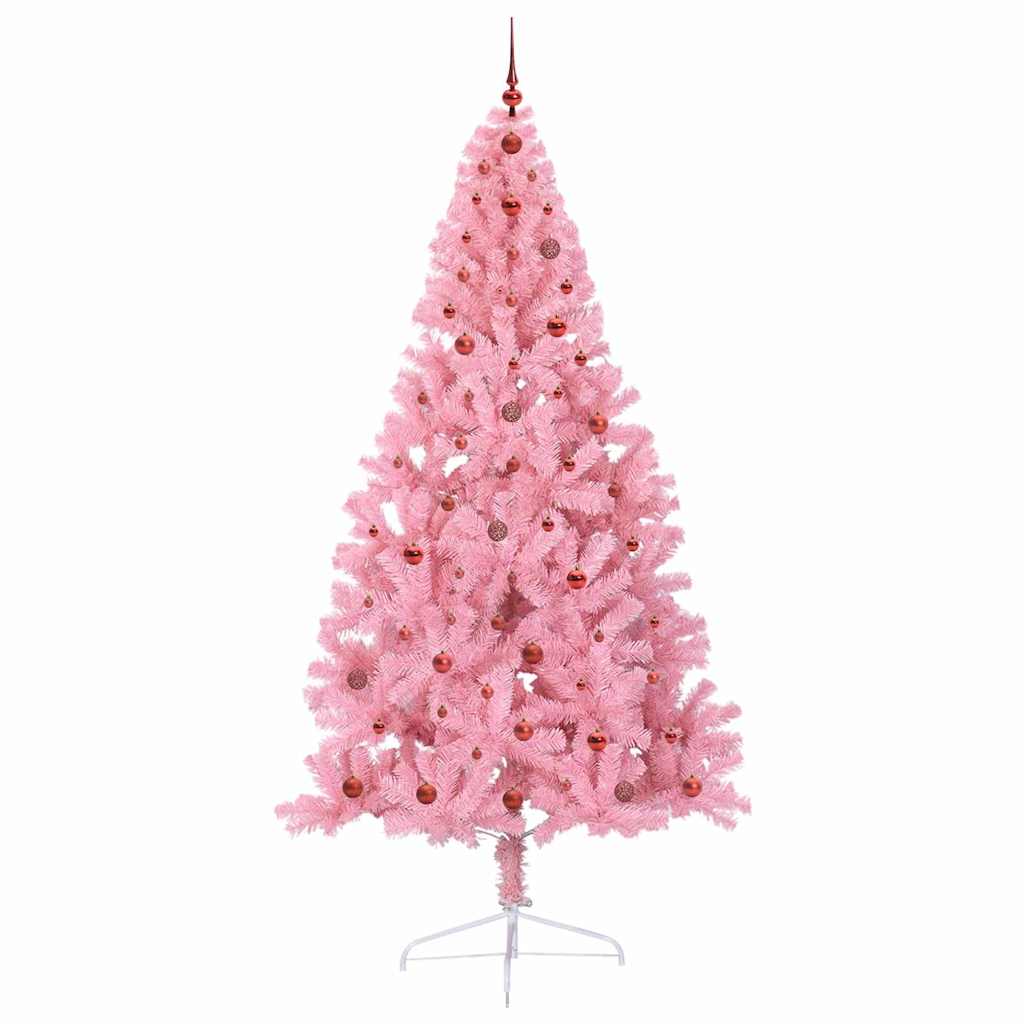 Artificial Pre-lit Christmas Tree with 300 LEDs Pink 240 cm PVC