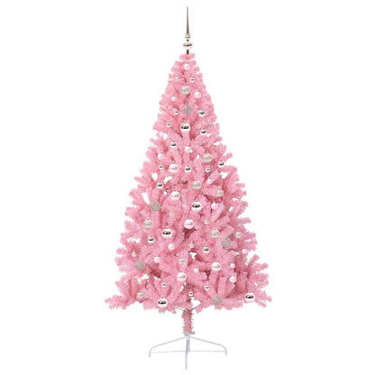 Artificial Pre-lit Christmas Tree with 300 LEDs Pink 240 cm PVC
