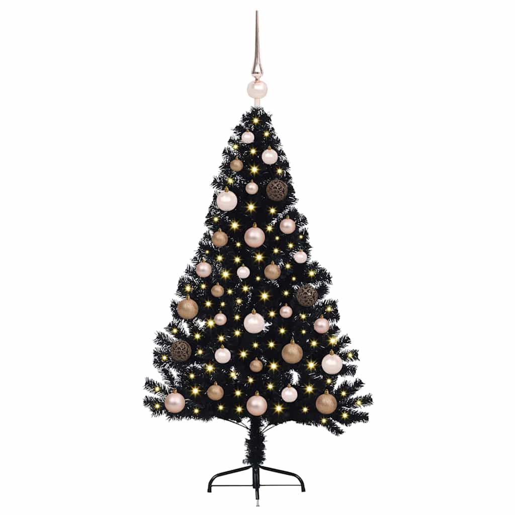 Artificial Pre-lit Christmas Tree Black 120 cm PVC