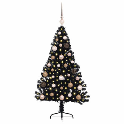 Artificial Pre-lit Christmas Tree Black 120 cm PVC