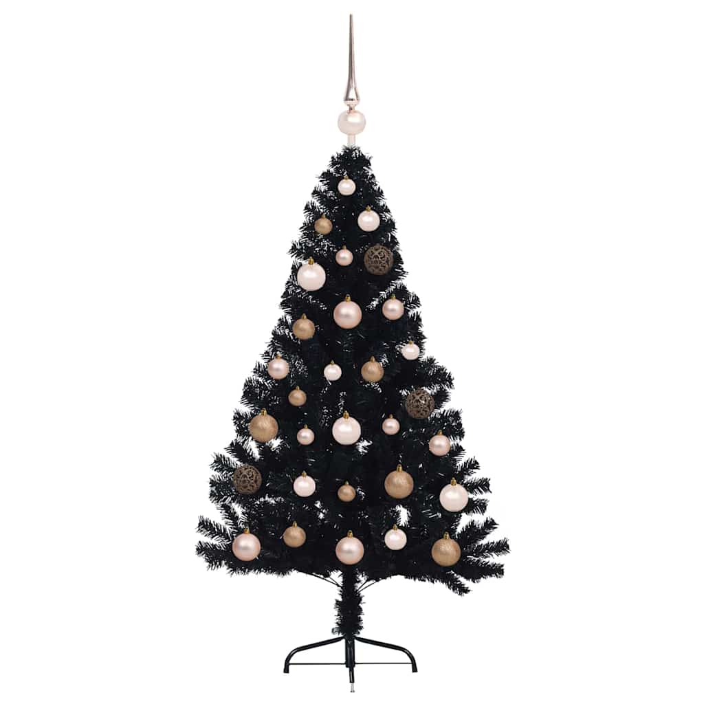 Artificial Pre-lit Christmas Tree Black 120 cm PVC