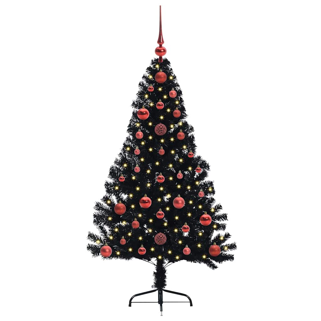 Artificial Pre-lit Christmas Tree Black 120 cm PVC