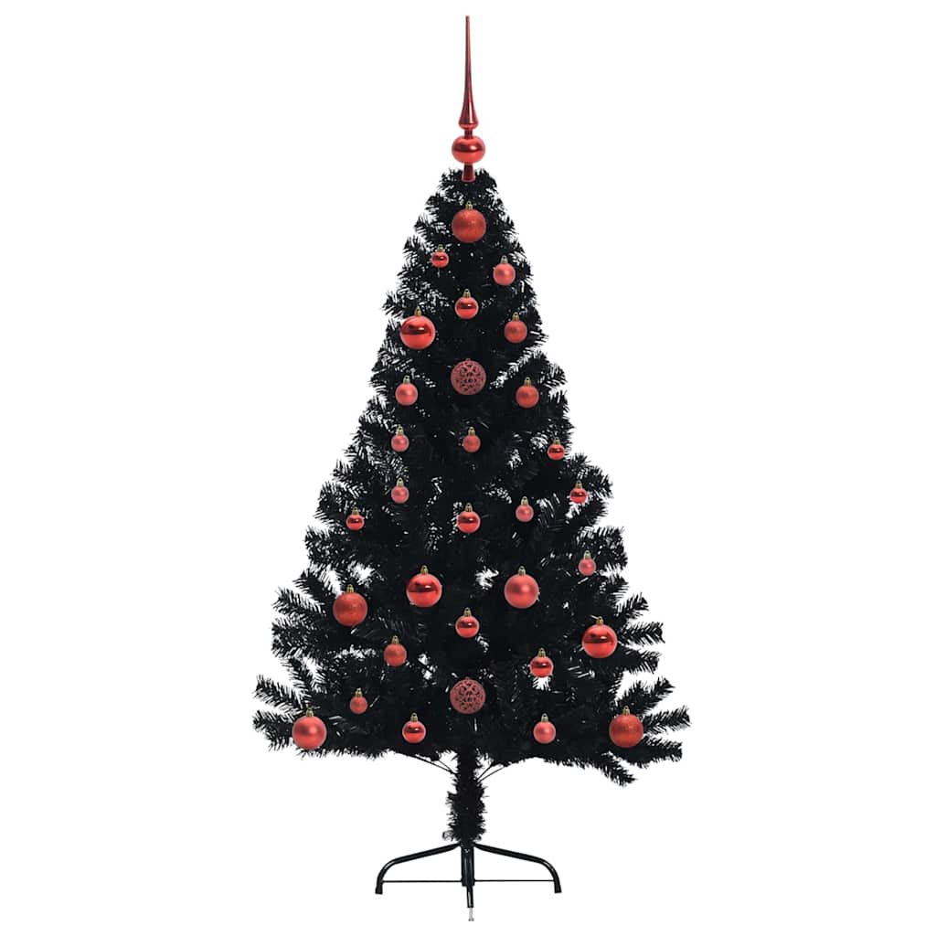 Artificial Pre-lit Christmas Tree Black 120 cm PVC
