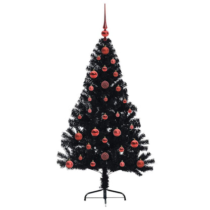 Artificial Pre-lit Christmas Tree Black 120 cm PVC