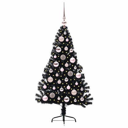 Artificial Pre-lit Christmas Tree Black 120 cm PVC