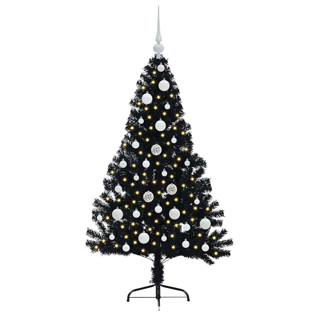 Artificial Pre-lit Christmas Tree Black 120 cm PVC