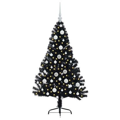 Artificial Pre-lit Christmas Tree Black 120 cm PVC