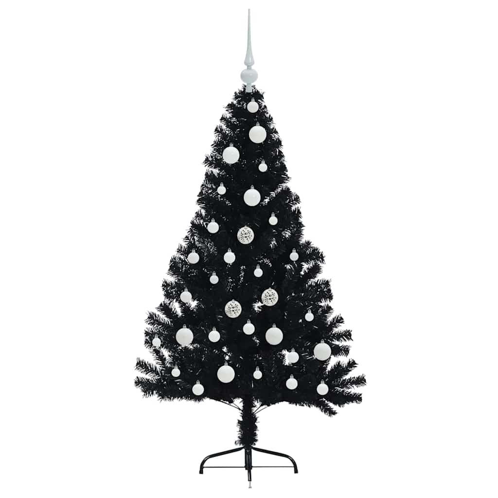 Artificial Pre-lit Christmas Tree Black 120 cm PVC