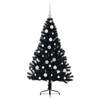 Artificial Pre-lit Christmas Tree Black 120 cm PVC