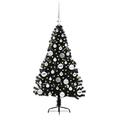 Artificial Pre-lit Christmas Tree Black 120 cm PVC