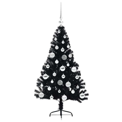 Artificial Pre-lit Christmas Tree Black 120 cm PVC