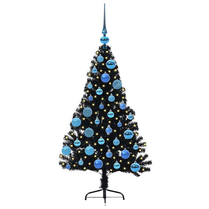 Artificial Pre-lit Christmas Tree Black 120 cm PVC