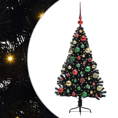 Artificial Pre-lit Christmas Tree Black 120 cm PVC
