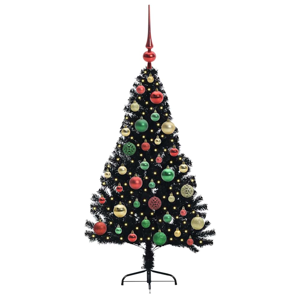 Artificial Pre-lit Christmas Tree Black 120 cm PVC