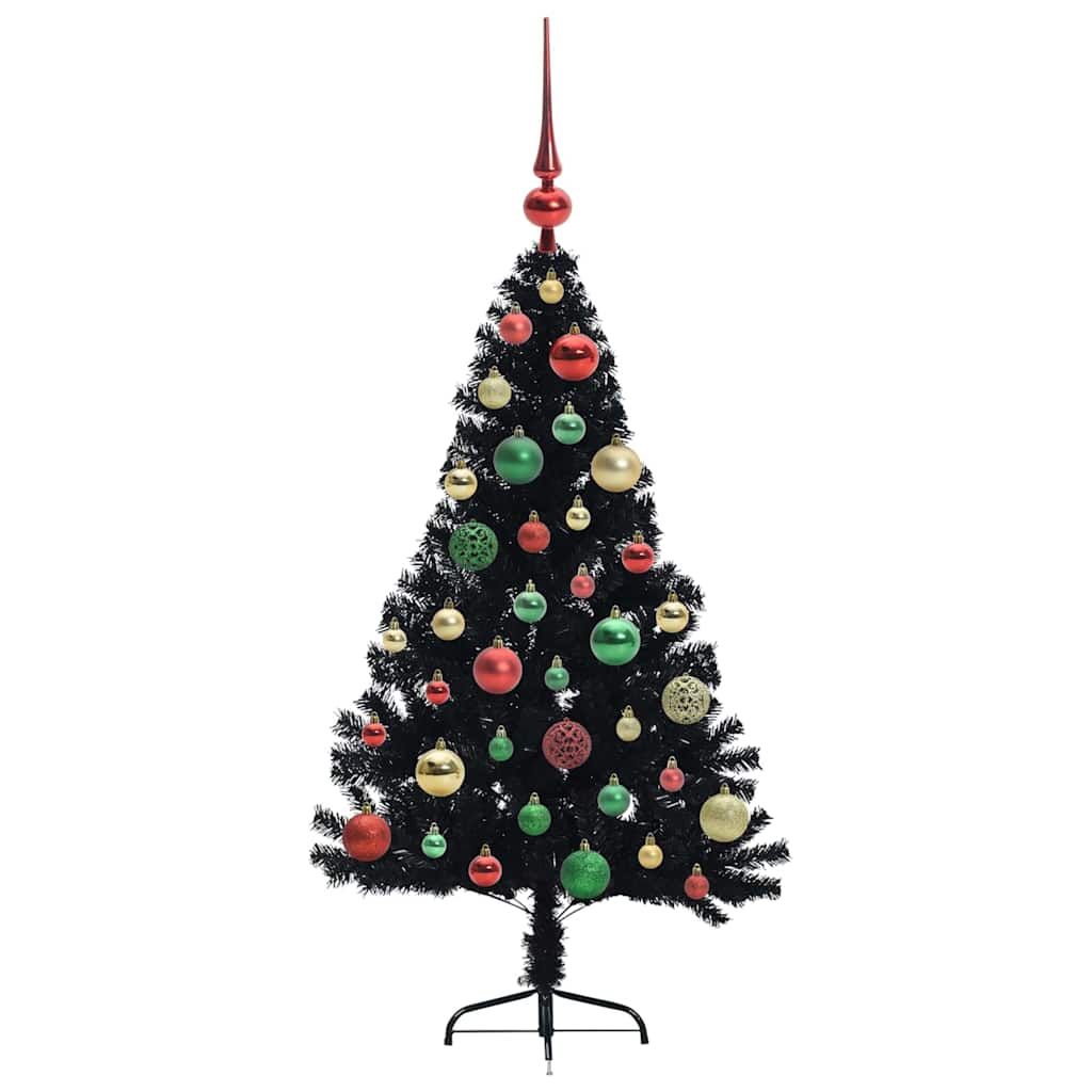Artificial Pre-lit Christmas Tree Black 120 cm PVC