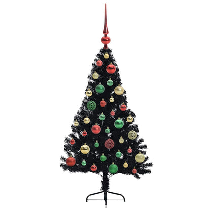 Artificial Pre-lit Christmas Tree Black 120 cm PVC
