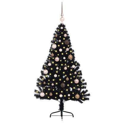 Artificial Pre-lit Christmas Tree Black 150 cm PVC