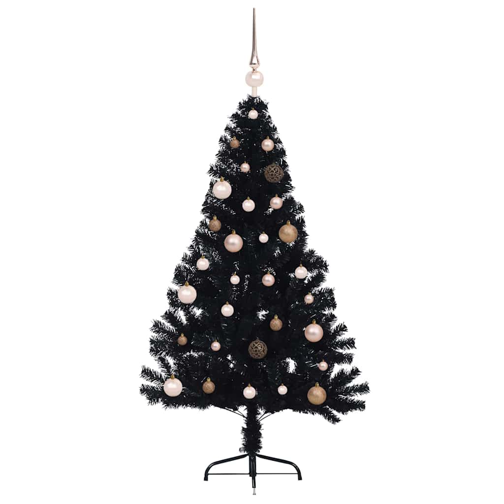 Artificial Pre-lit Christmas Tree Black 150 cm PVC