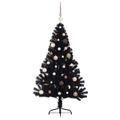 Artificial Pre-lit Christmas Tree Black 150 cm PVC