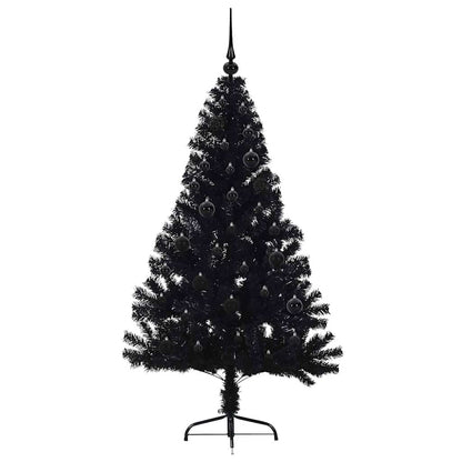 Artificial Pre-lit Christmas Tree Black 150 cm PVC