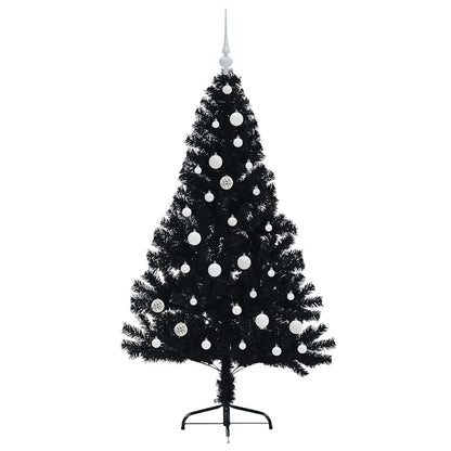 Artificial Pre-lit Christmas Tree Black 150 cm PVC