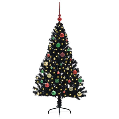 Artificial Pre-lit Christmas Tree Black 150 cm PVC