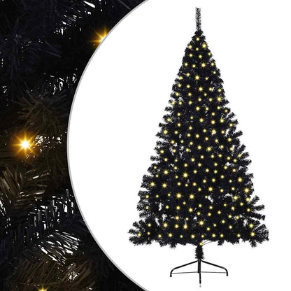 Artificial Pre-lit Christmas Tree Black 180 cm PVC