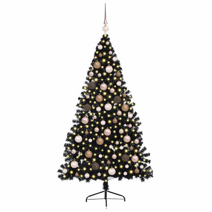 Artificial Pre-lit Christmas Tree Black 180 cm PVC