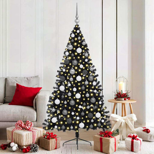 Artificial Christmas Tree with 300 LEDs Black 180 cm PVC