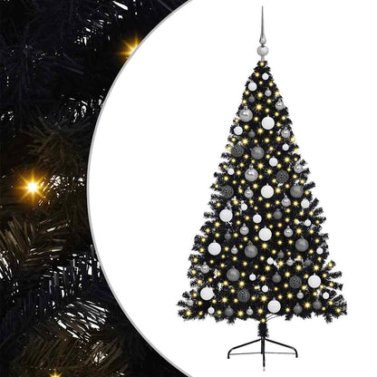 Artificial Christmas Tree with 300 LEDs Black 180 cm PVC